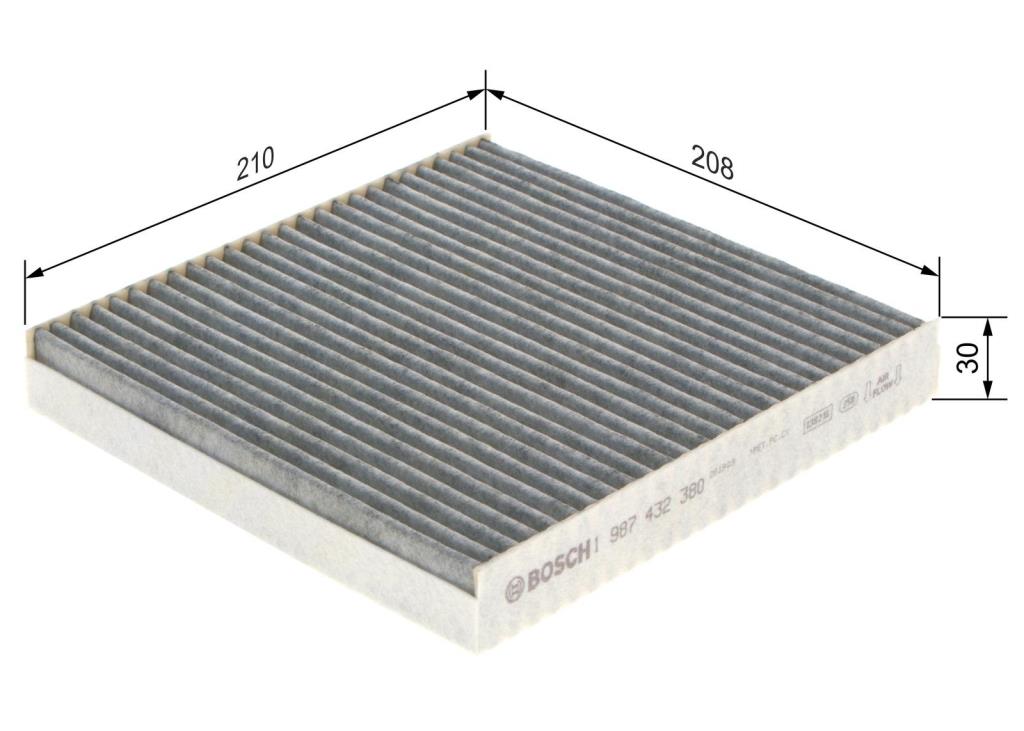 Filtre d'habitacle (Filtre à pollen) BOSCH R2380 - ref. 1 987 432 380