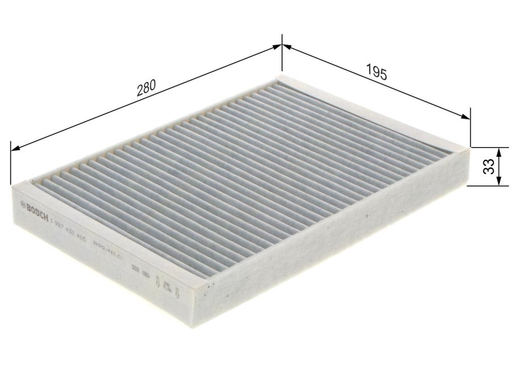 Filtre d'habitacle (Filtre à pollen) BOSCH R2405 - ref. 1 987 432 405
