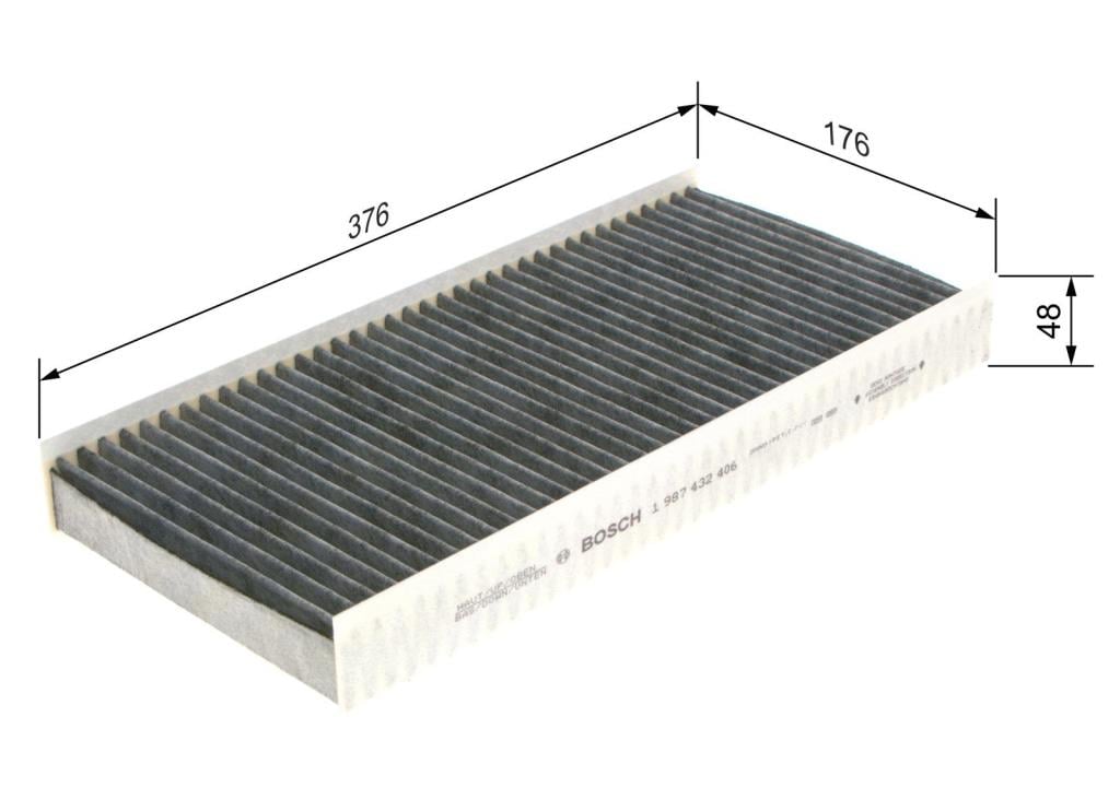 Filtre d'habitacle (Filtre à pollen) BOSCH R2406 - ref. 1 987 432 406