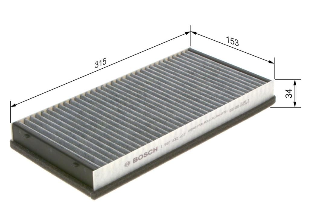 Filtre d'habitacle (Filtre à pollen) BOSCH R2407 - ref. 1 987 432 407