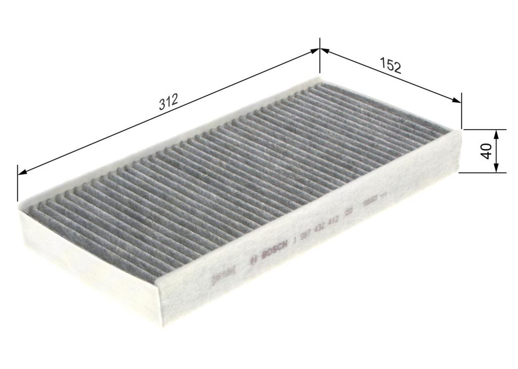 Filtre d'habitacle (Filtre à pollen) BOSCH R2412 - ref. 1 987 432 412