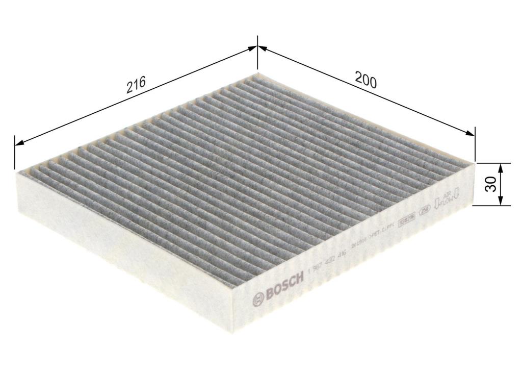Filtre d'habitacle (Filtre à pollen) BOSCH R2416 - ref. 1 987 432 416