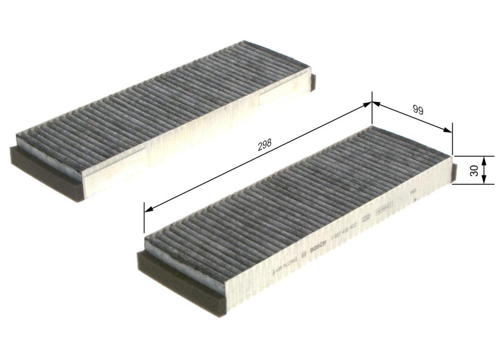 Filtre d'habitacle (Filtre à pollen) BOSCH R2422 - ref. 1 987 432 422