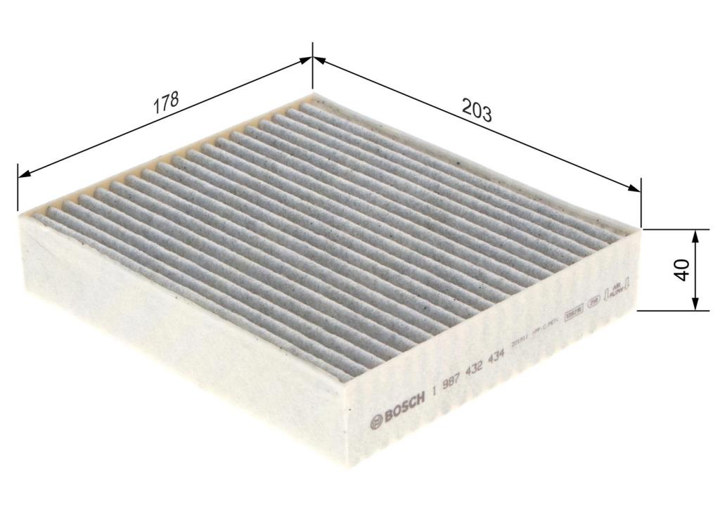 Filtre d'habitacle (Filtre à pollen) BOSCH R2434 - ref. 1 987 432 434