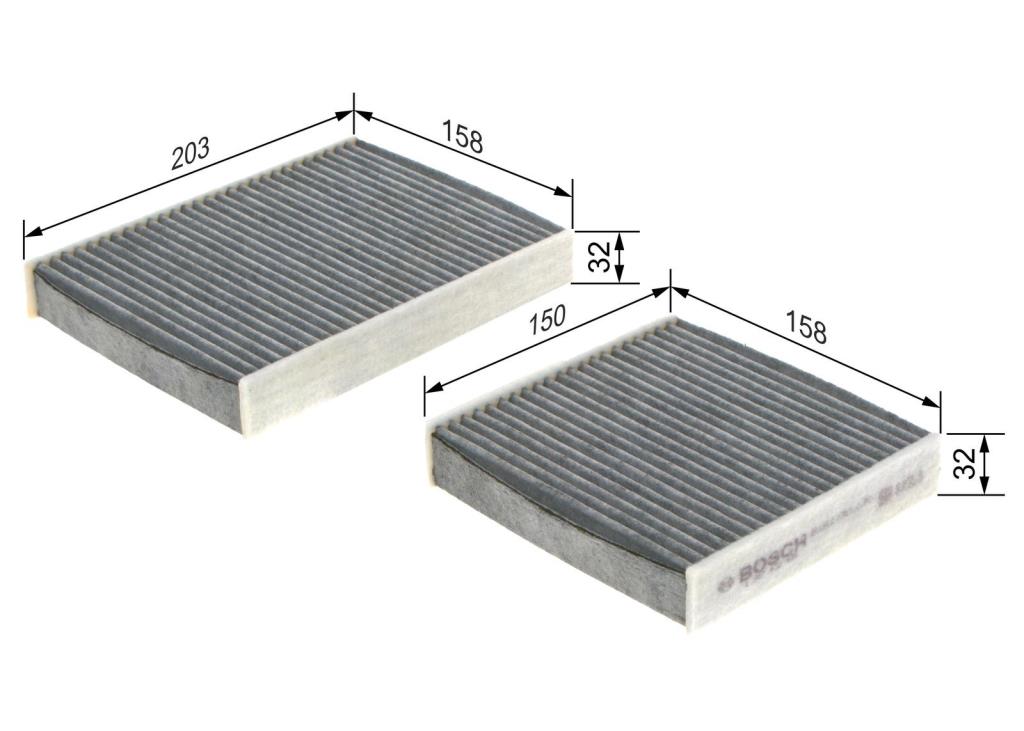 Filtre d'habitacle (Filtre à pollen) BOSCH R2436 - ref. 1 987 432 436