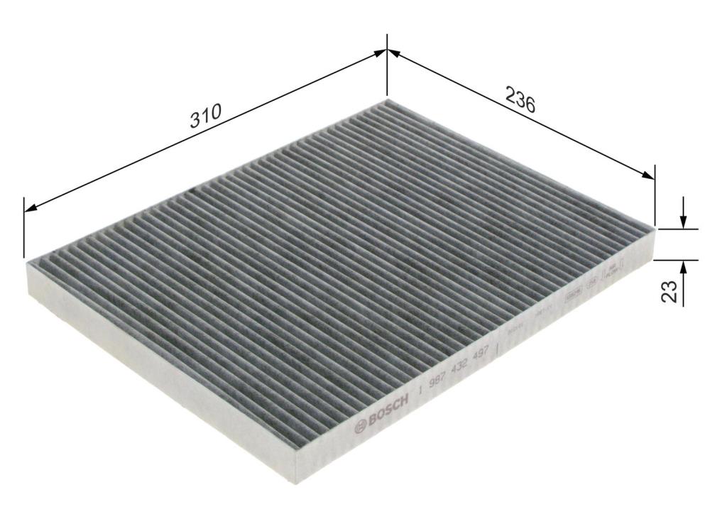 Filtre d'habitacle (Filtre à pollen) BOSCH R2497 - ref. 1 987 432 497