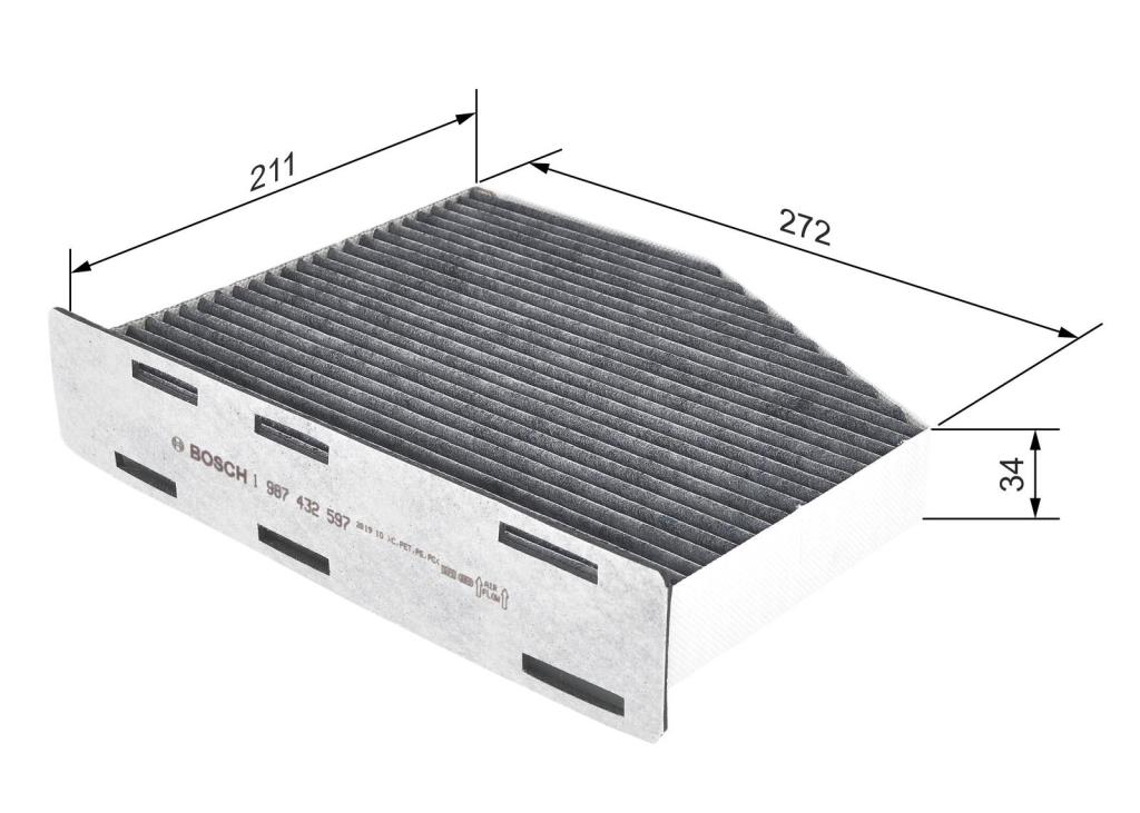 Filtro, aire habitáculo BOSCH R2597 - ref. 1 987 432 597