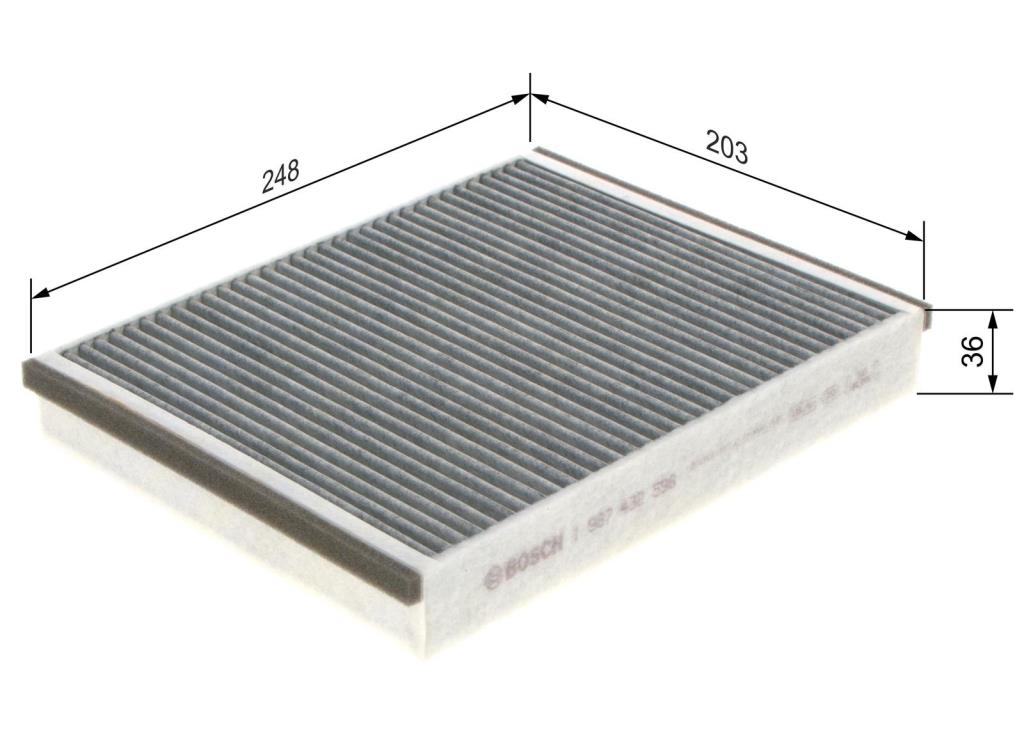 Filtre d'habitacle (Filtre à pollen) BOSCH R2598 - ref. 1 987 432 598