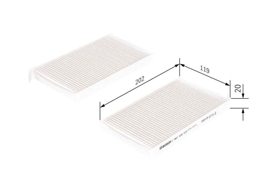 Filtre d'habitacle (Filtre à pollen) BOSCH M5015 - ref. 1 987 435 015