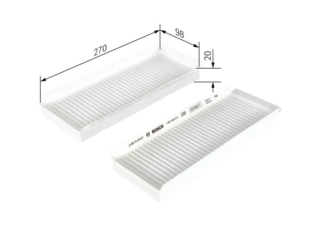 Filtre d'habitacle (Filtre à pollen) BOSCH M5074 - ref. 1 987 435 074