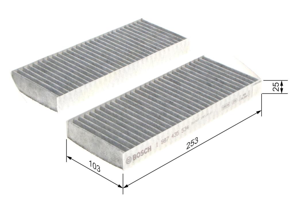 Filtre d'habitacle (Filtre à pollen) BOSCH R5534 - ref. 1 987 435 534