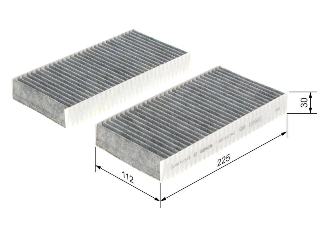 Filtre d'habitacle (Filtre à pollen) BOSCH R5549 - ref. 1 987 435 549