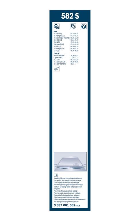 Balai d'essuie-glace (Essuie glace) BOSCH 582 S - ref. 3 397 001 582