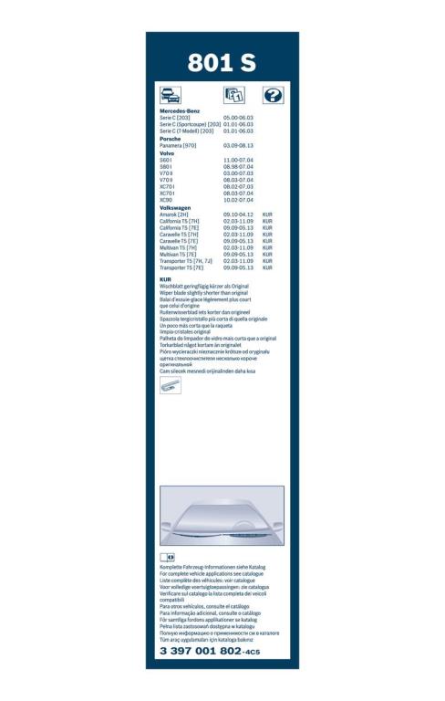 Escova de limpa-vidros BOSCH 801 S - ref. 3 397 001 802