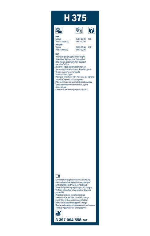 Limpiaparabrisas (Escobillas) BOSCH H 375 - ref. 3 397 004 558