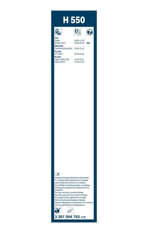 Balai d'essuie-glace (Essuie glace) BOSCH H 550 - ref. 3 397 004 762