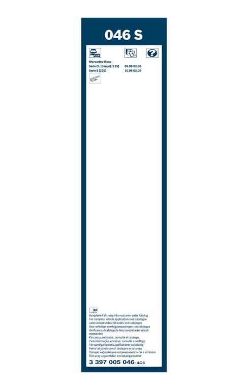 Balai d'essuie-glace (Essuie glace) BOSCH 046 S - ref. 3 397 005 046