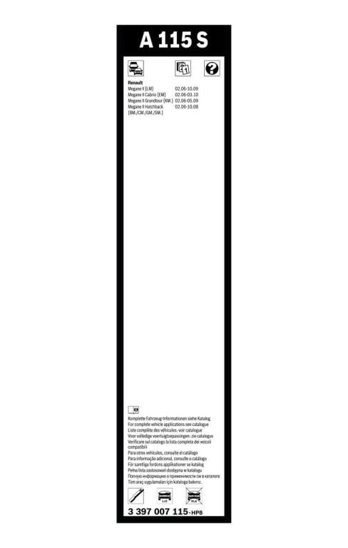 Balai d'essuie-glace (Essuie glace) BOSCH A 115 S - ref. 3 397 007 115