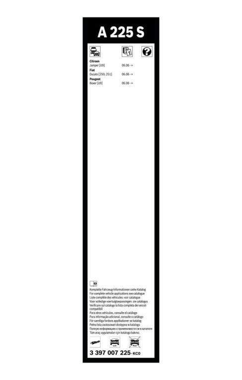 Balai d'essuie-glace (Essuie glace) BOSCH A 225 S - ref. 3 397 007 225