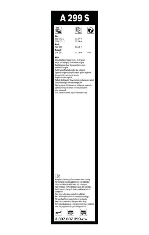 Balai d'essuie-glace (Essuie glace) BOSCH A 299 S - ref. 3 397 007 299