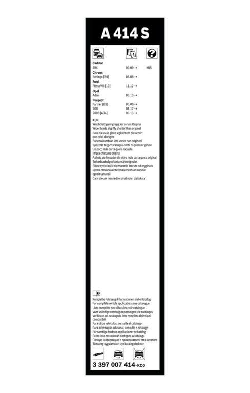 Balai d'essuie-glace (Essuie glace) BOSCH A 414 S - ref. 3 397 007 414