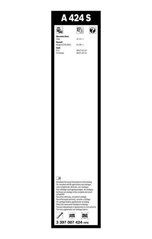Balai d'essuie-glace (Essuie glace) BOSCH A 424 S - ref. 3 397 007 424