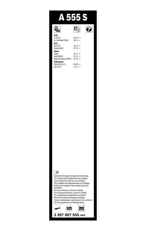 Balai d'essuie-glace (Essuie glace) BOSCH A 555 S - ref. 3 397 007 555