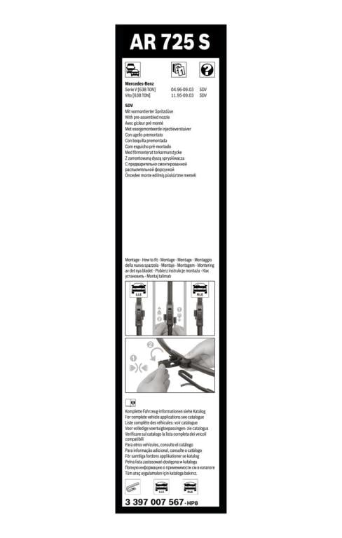 Balai d'essuie-glace (Essuie glace) BOSCH AR 725 S - ref. 3 397 007 567