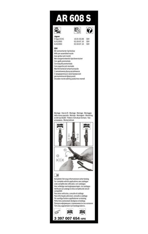 Limpiaparabrisas (Escobillas) BOSCH AR 608 S - ref. 3 397 007 654
