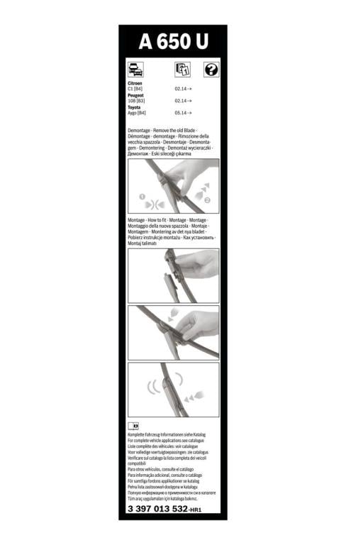 Balai d'essuie-glace (Essuie glace) BOSCH AR 650 U - ref. 3 397 008 939