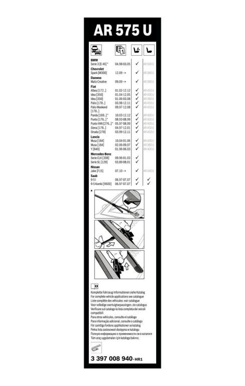 Balai d'essuie-glace (Essuie glace) BOSCH AR 575 U - ref. 3 397 008 940