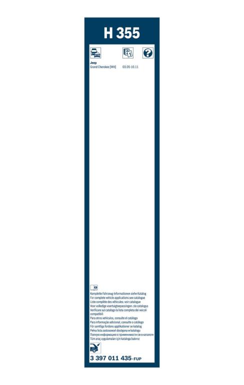 Balai d'essuie-glace (Essuie glace) BOSCH H 355 - ref. 3 397 011 435