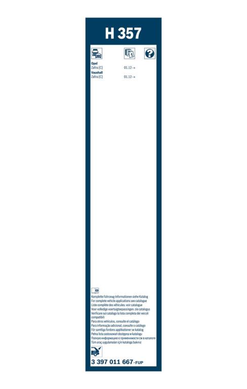 Balai d'essuie-glace (Essuie glace) BOSCH H 357 - ref. 3 397 011 667
