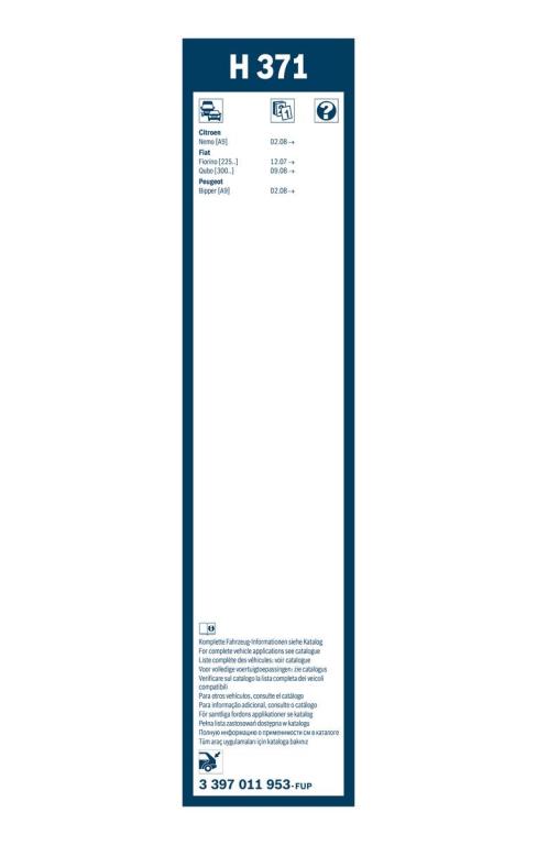 Balai d'essuie-glace (Essuie glace) BOSCH H 371 - ref. 3 397 011 953