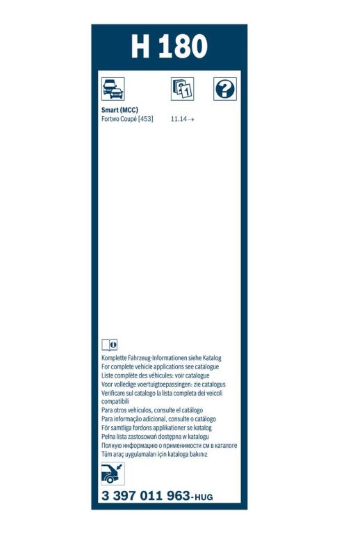 Balai d'essuie-glace (Essuie glace) BOSCH H 180 - ref. 3 397 011 963
