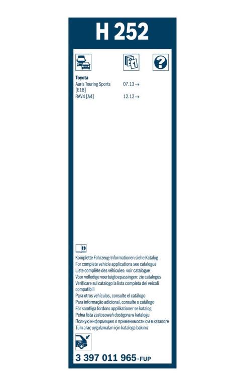 Balai d'essuie-glace (Essuie glace) BOSCH H 252 - ref. 3 397 011 965