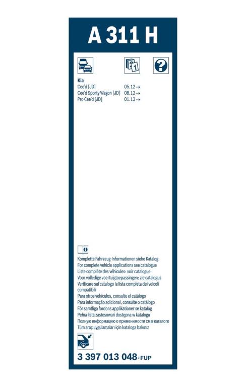 Limpiaparabrisas (Escobillas) BOSCH A 311 H - ref. 3 397 013 048