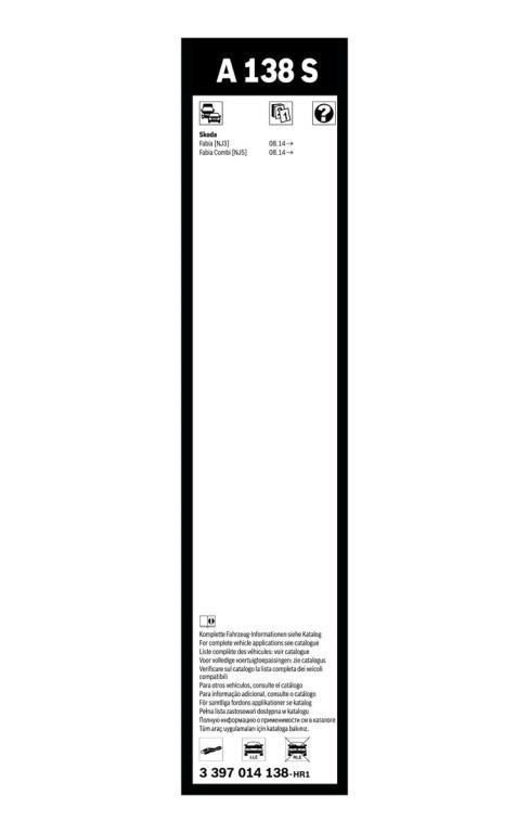 Balai d'essuie-glace (Essuie glace) BOSCH A 138 S - ref. 3 397 014 138
