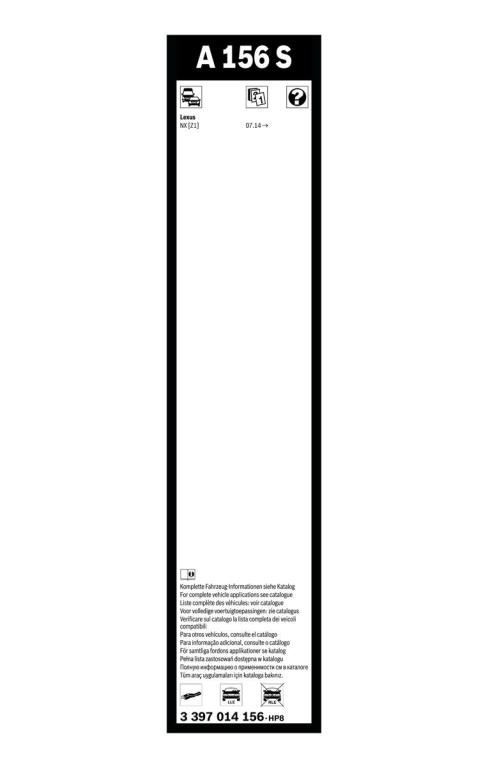 Balai d'essuie-glace (Essuie glace) BOSCH A 156 S - ref. 3 397 014 156