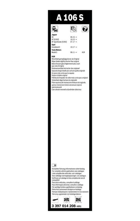 Limpiaparabrisas (Escobillas) BOSCH A 106 S - ref. 3 397 014 208