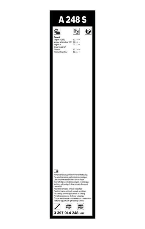 Balai d'essuie-glace (Essuie glace) BOSCH A 248 S - ref. 3 397 014 248