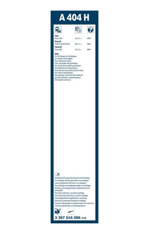 Balai d'essuie-glace (Essuie glace) BOSCH A 404 H - ref. 3 397 016 086
