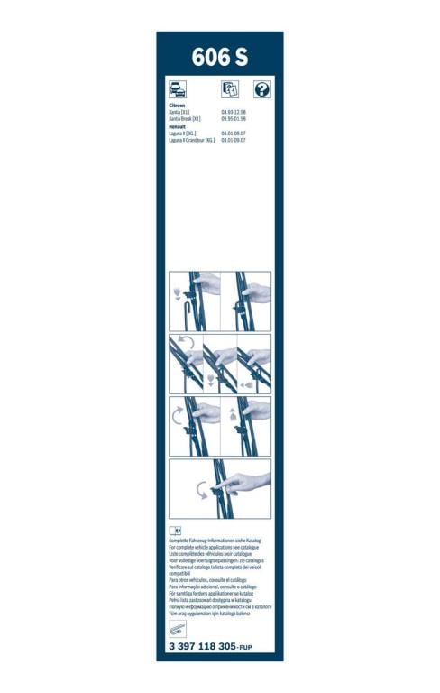 Balai d'essuie-glace (Essuie glace) BOSCH 606 S - ref. 3 397 118 305