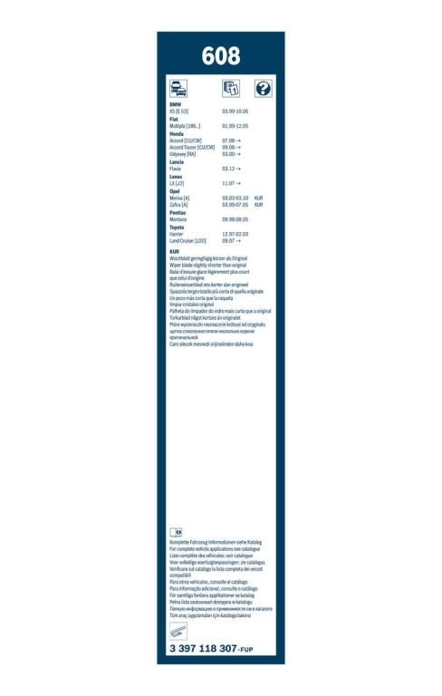 Balai d'essuie-glace (Essuie glace) BOSCH 608 - ref. 3 397 118 307