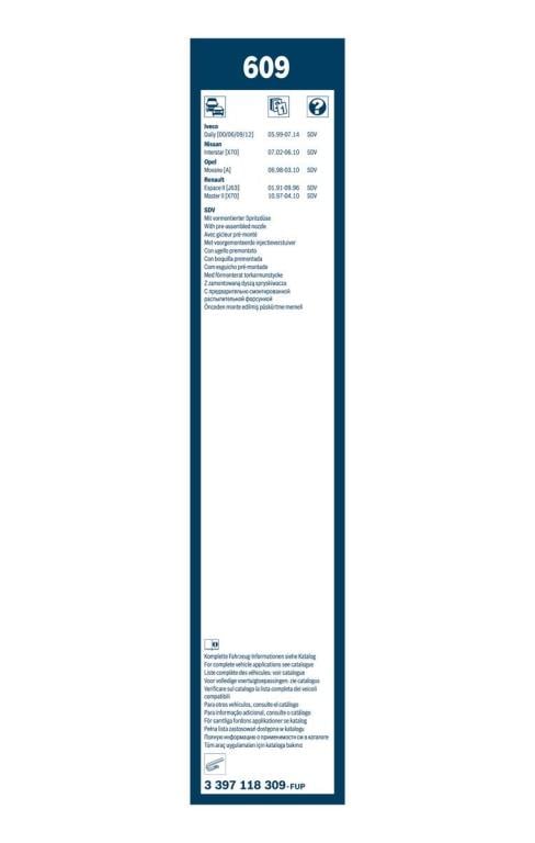 Balai d'essuie-glace (Essuie glace) BOSCH 609 - ref. 3 397 118 309