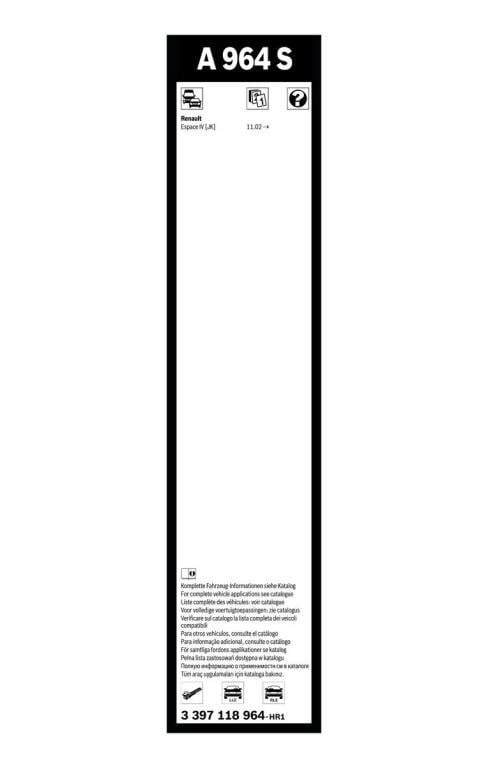 Balai d'essuie-glace (Essuie glace) BOSCH A 964 S - ref. 3 397 118 964