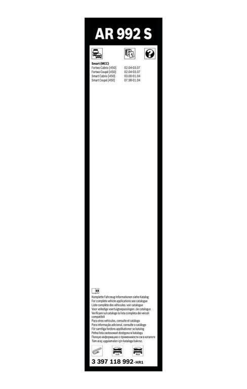Balai d'essuie-glace (Essuie glace) BOSCH AR 992 S - ref. 3 397 118 992