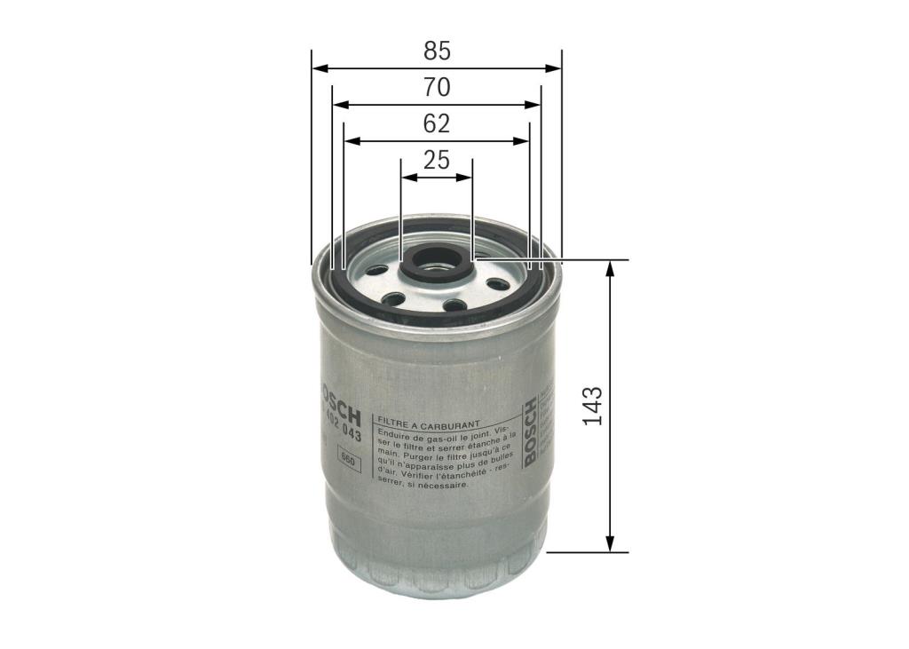 Filtre à carburant (Filtre à gasoil) BOSCH ref. F 026 402 043