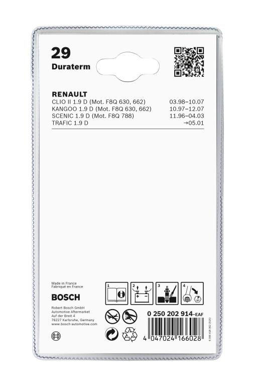 Jeu de 2 bougies de préchauffage BOSCH ref. 0 250 202 914