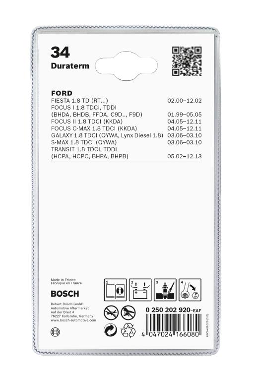 Jeu de 2 bougies de préchauffage BOSCH 0 250 202 920